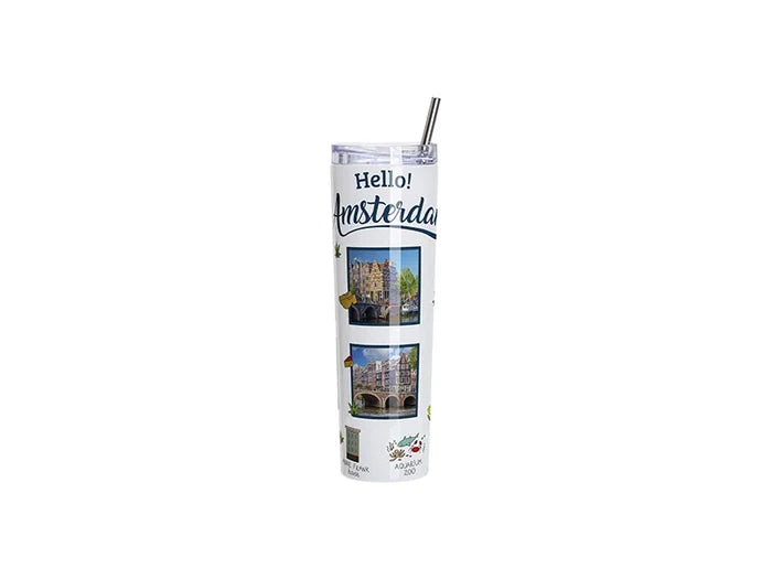 34oz/1000ml Sublimation Blanks Stainless Steel Tapered Tumbler with slide waterproof lid & Straw(White)