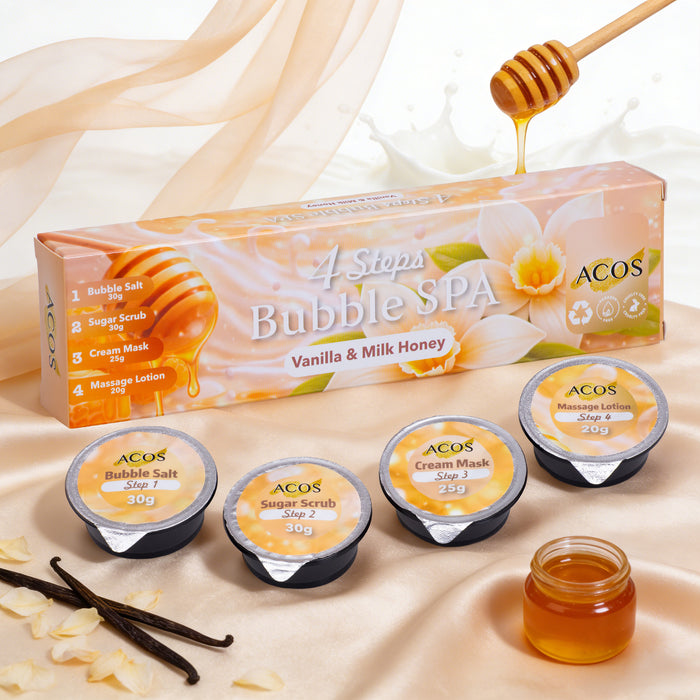 ACOS Bubble Spa Nail Deluxe Pedicure Kit 4 Steps - Vanilla&Milk Honey - Lashmer