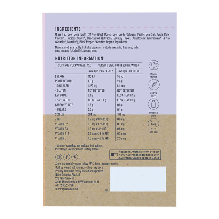 Nutra Organics Beef Bone Broth - Adaptogenic Mushrooms_2