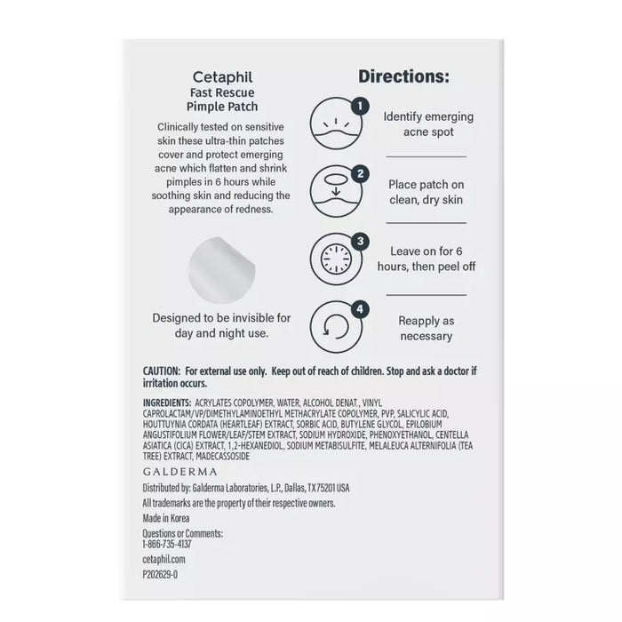 Cetaphil Fast Rescue Acne Pimple Patch - 24 Ct - 12 Pack