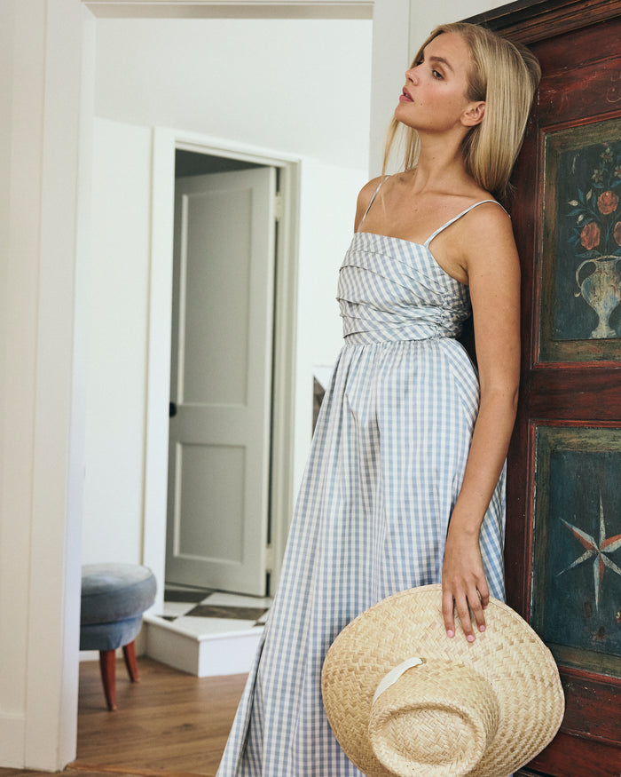 Clementine Dress in Powder Blue Gingham