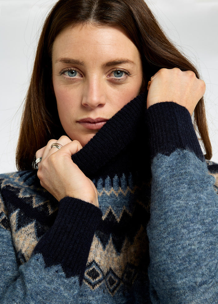 Devlin Women's Fair Isle pattern sweater - Navy Multi
