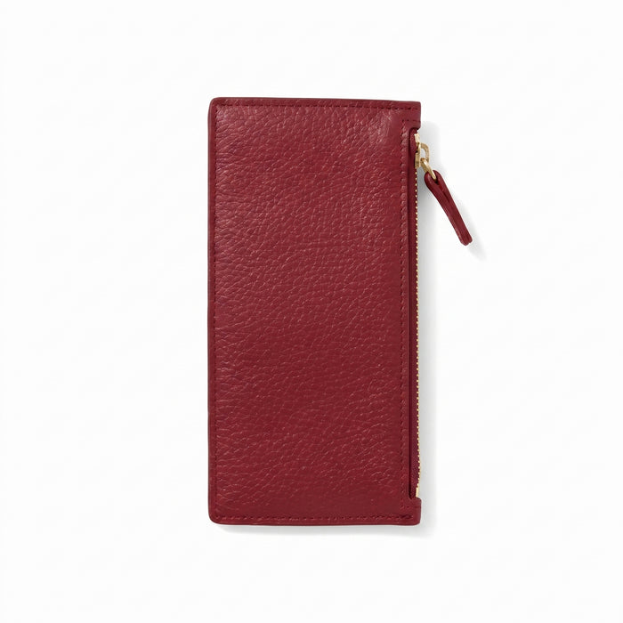 Devon Slim Zip Card Case Garnet Red