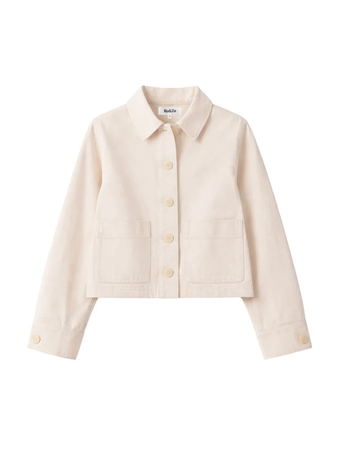 Ecru cotton twill cropped denim jacket product image