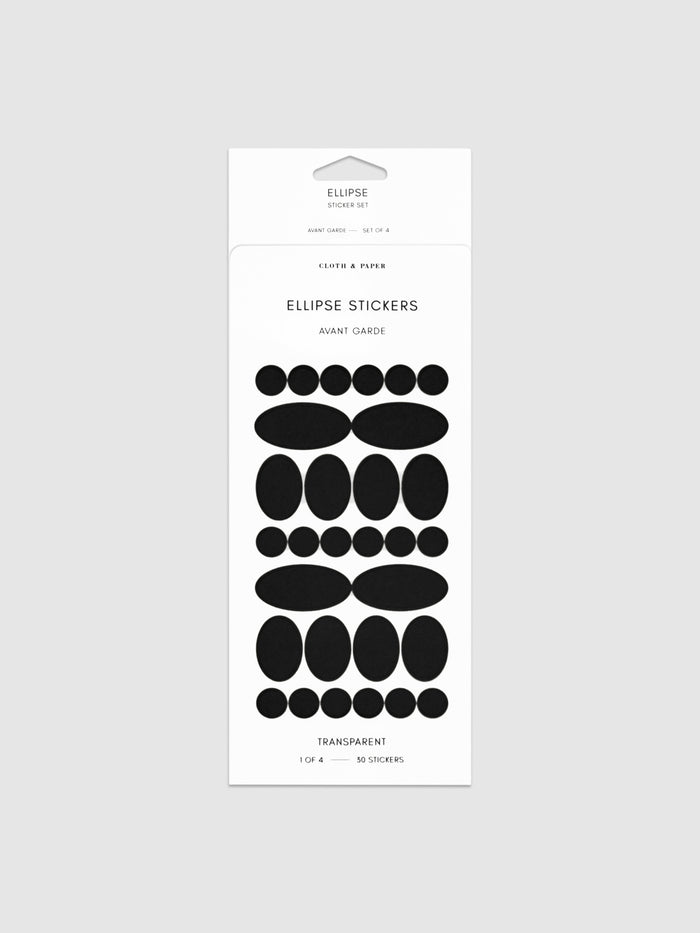 Avant Garde stickers in their packaging on a neutral background.