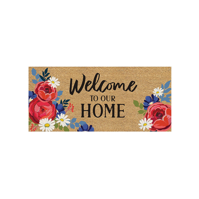 Evergreen Enterprises Flocked Sassafras Coir Switch Mat-Red, White, and Blue Floral Fun