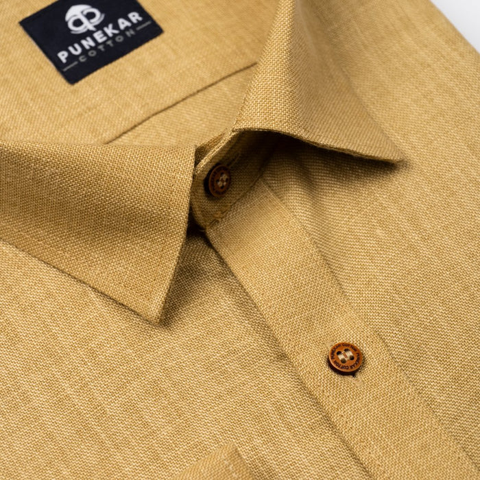 Font Color Blended Linen Shirt For Men's - Punekar Cotton