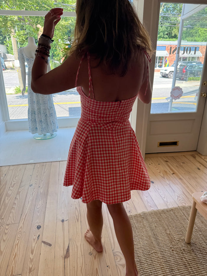 Gwyneth Mini Dress in Cherry Gingham