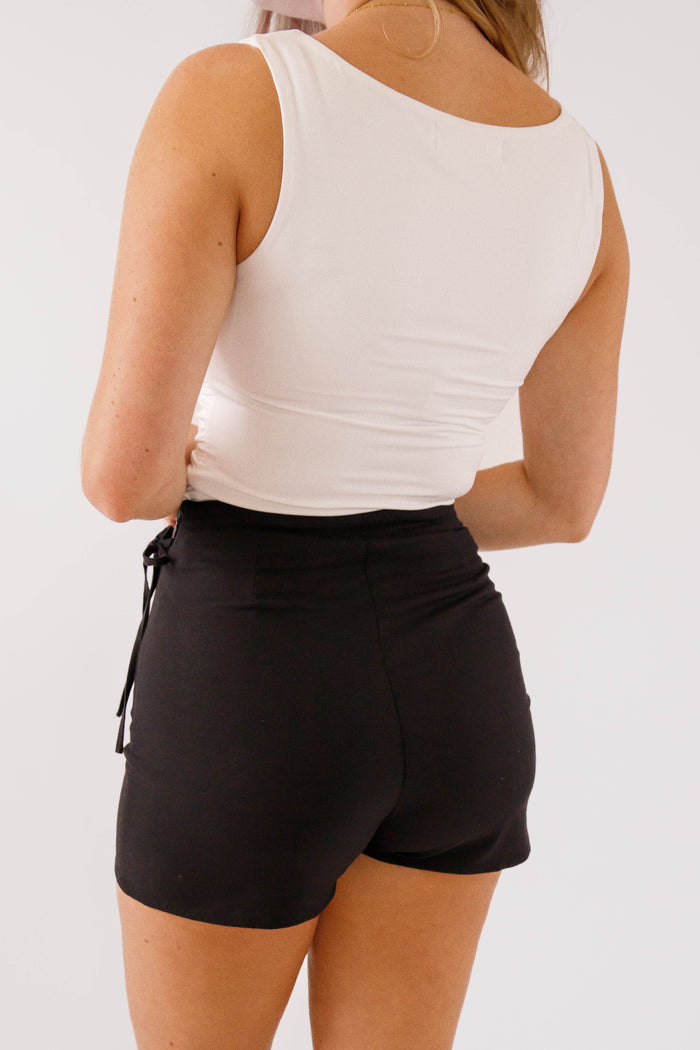 Women's Mini Skort- Black Wrap Skort- Day + Moon Black Wrap Skort