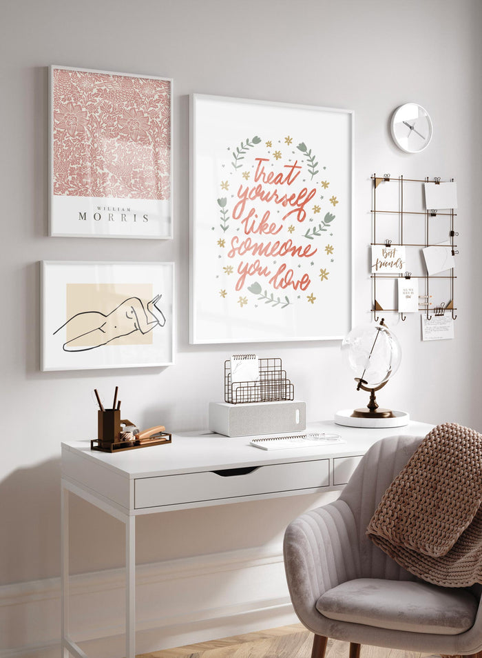 Inner BFF is a minimalist typography by Opposite Wall of the message "Treat yourself like someone you love" as a reminder to love yourself.