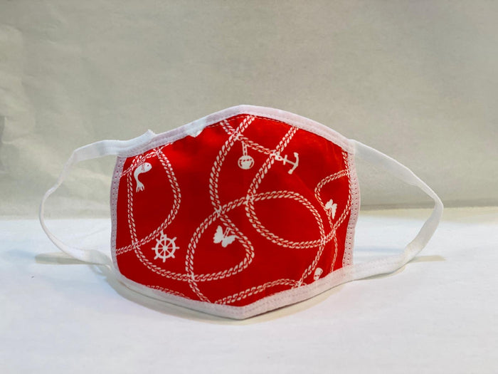 Kid's Cotton Unisex Red & White Printed Cloth Face Masks