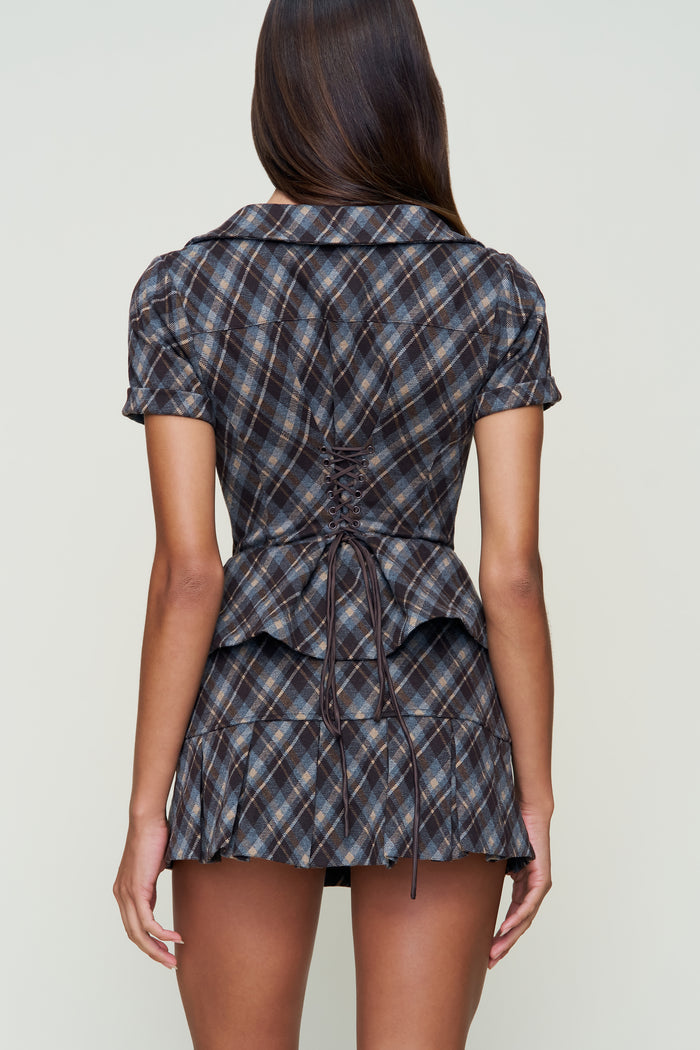 Lia Buttondown Diamond Tartan Corset