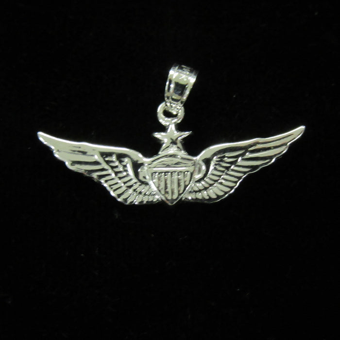 Senior Aviator Wing 1.25" White Gold Pendant