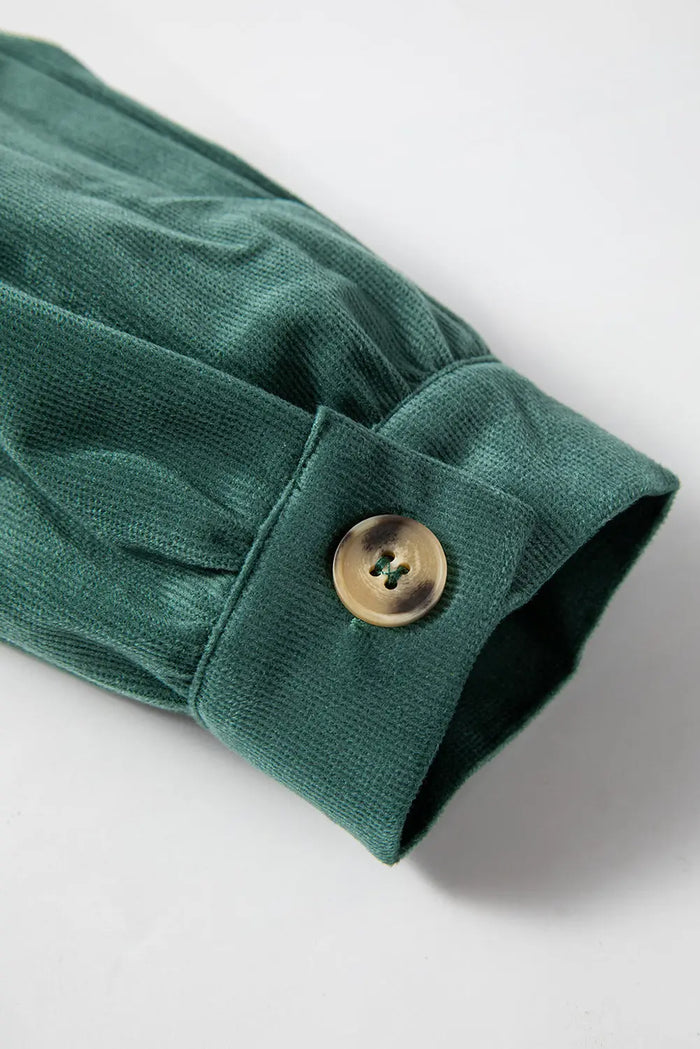 Shop Skobeloff Corduroy Ruffle Tiered Buttoned O Neck Shirt at eAura