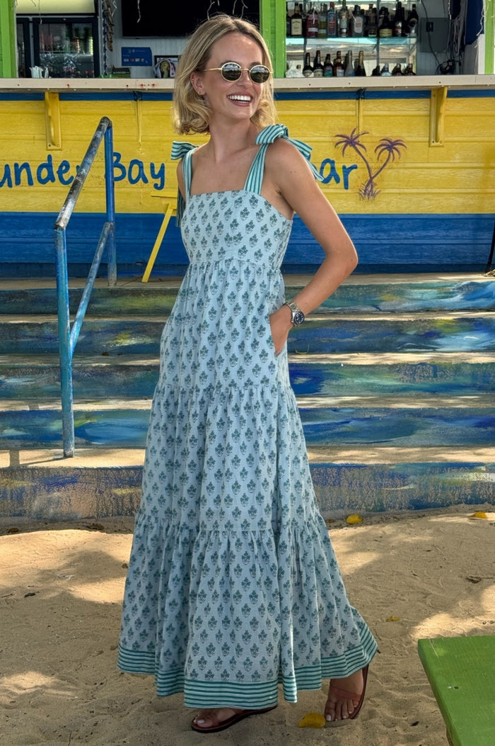 Tabitha Organic Cotton Dress | Teal - Aspiga