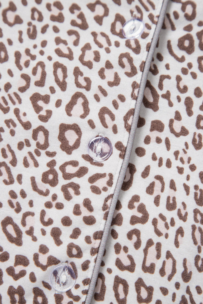 White Leopard Print Long Sleeve and Trousers Pyjamas Set - Loungewear & Sleepwear/Sleepwear