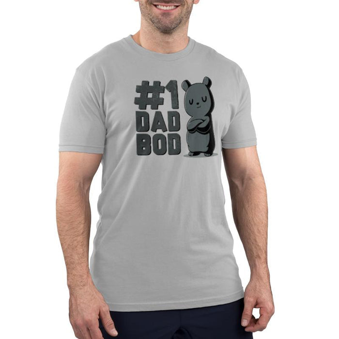Premium Cotton T-shirt_TeeTurtle silver gray #1 Dad Bod. Featuring a black bear with a dad bod.