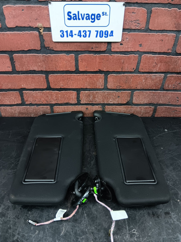 14-23 Dodge Charger LH and RH Black Extendable Sun Visor Set w/ Lights & Mirror