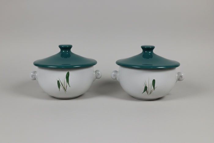 2 x Denby Green Wheat Lidded Soup Bowl