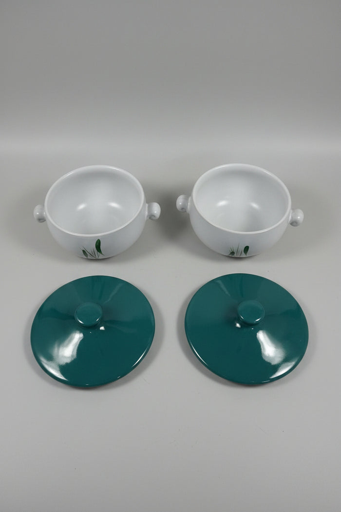 2 x Denby Green Wheat Lidded Soup Bowl