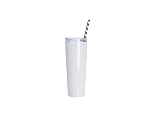 26oz/800ml Sublimation Blanks Stainless Steel Tapered Tumbler with slide waterproof lid & Straw(White)