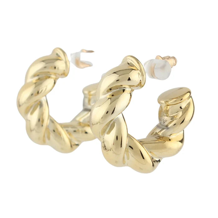 3cm Bold Twisted Hoop Earrings (Dual Tone)