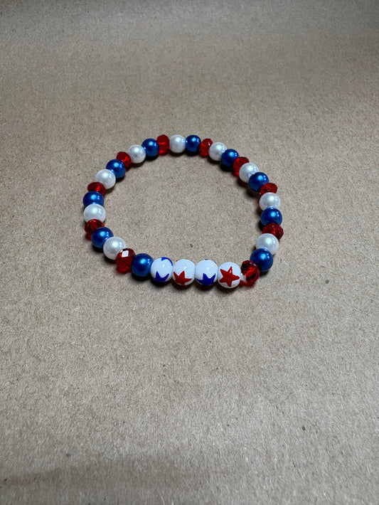 American 4 Star Beaded Bracelet Hand Paint
