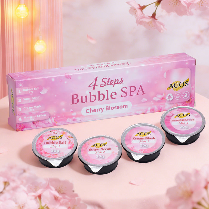 ACOS Bubble Spa Nail Deluxe Pedicure Kit 4 Steps - Cherry Blossom - Lashmer