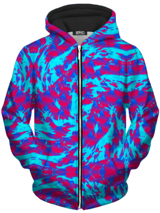Berry Blast Hypno Splatter Unisex Zip-Up Hoodie Big Tex Funkadelic Epic Hoodie