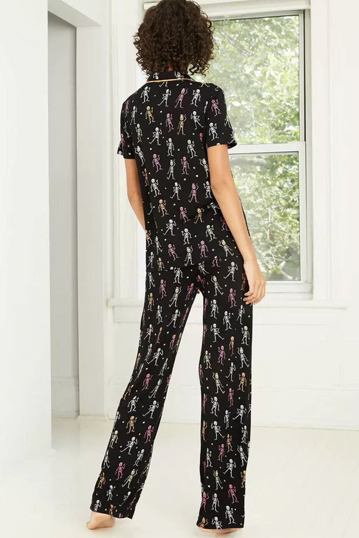Black Halloween Pattern Short Sleeve Shirt Pyjama Set - Loungewear & Sleepwear/Sleepwear