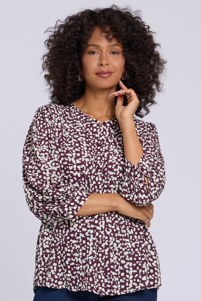 Bonnie Blouse - Random Dots Wine Sorbet