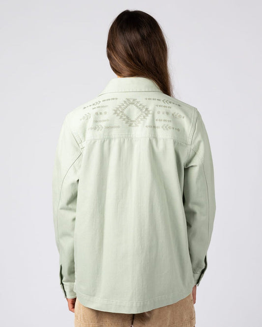 Braelyn Womens Twill Casual Jacket in Light Green