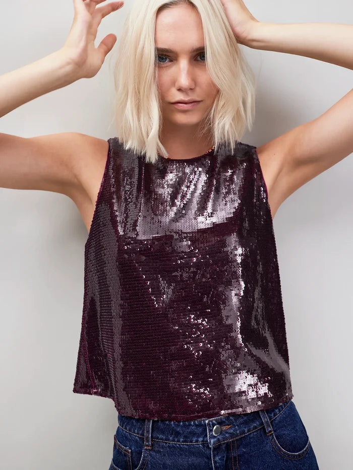 Burgundy Sequin Shell Top