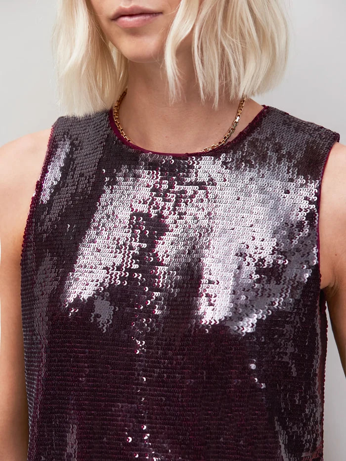 Burgundy Sequin Shell Top