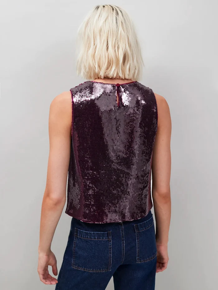 Burgundy Sequin Shell Top
