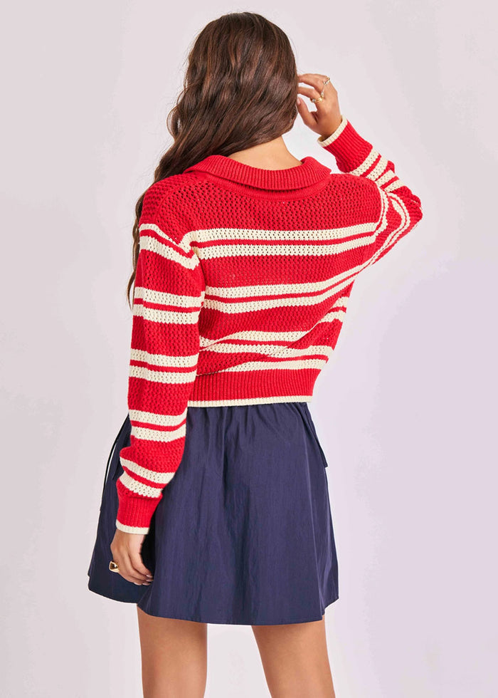 Caddie Collared Sweater - Red Ivory