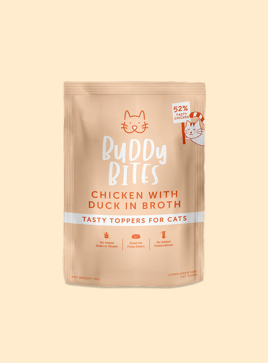 Cat Food Topper (Pouch) - Chicken with Duck in Broth 70g