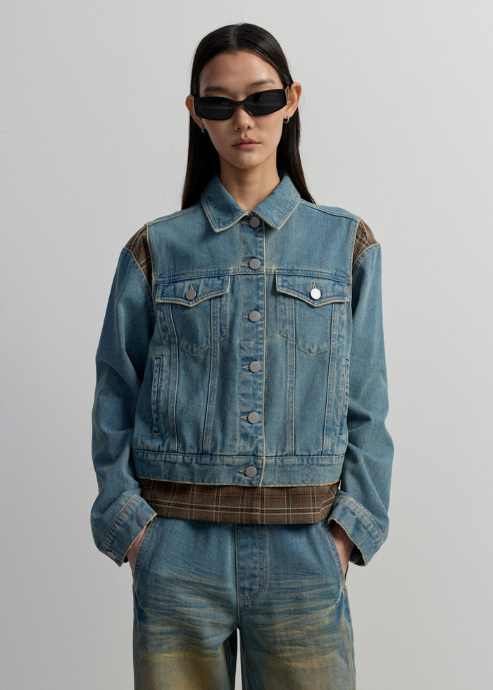 CHECKED DENIM JACKET
