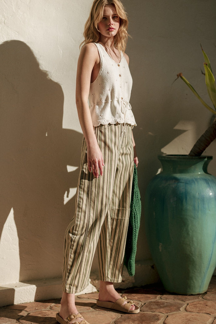 Cher Sleeveless Button Front Knit Top