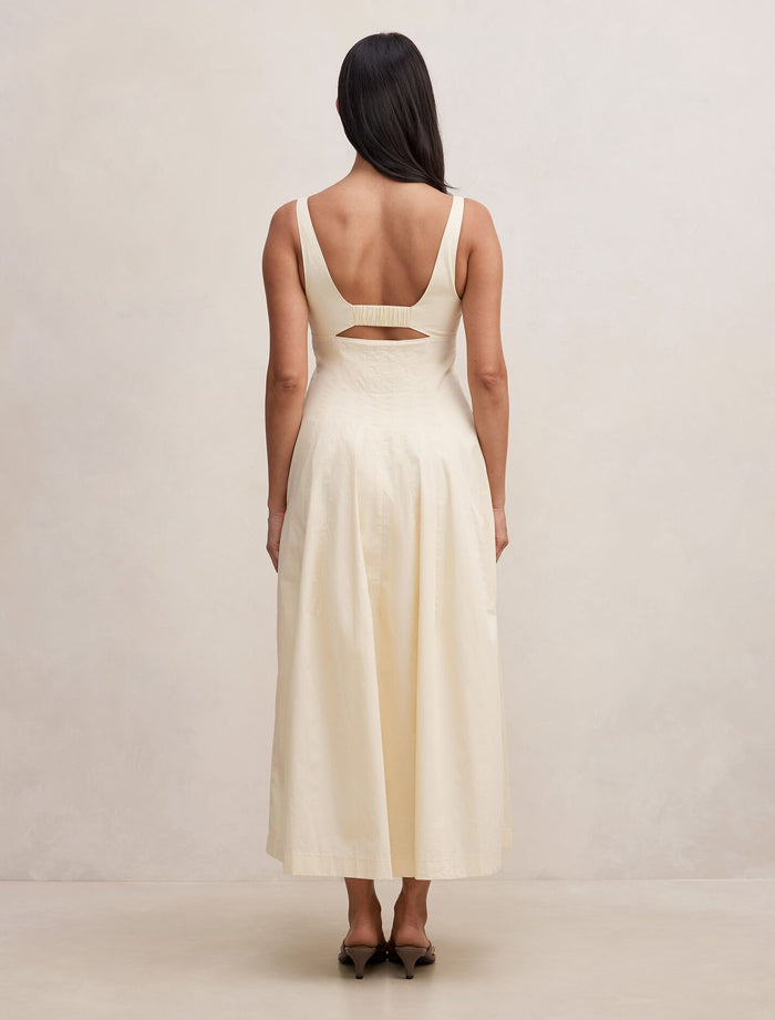 Chessy Seamed Cotton Midi Dress Forever New