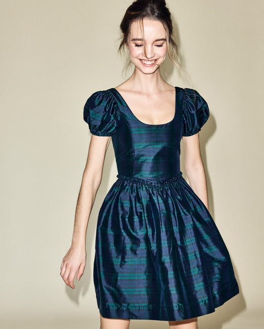 Chloe Mini Dress in Black Watch Tartan