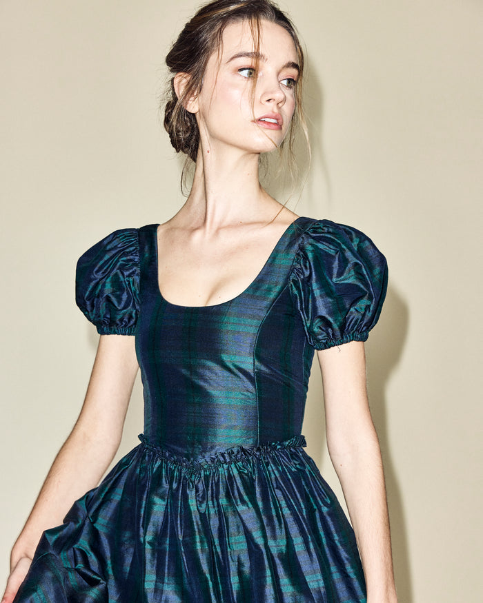 Chloe Mini Dress in Black Watch Tartan