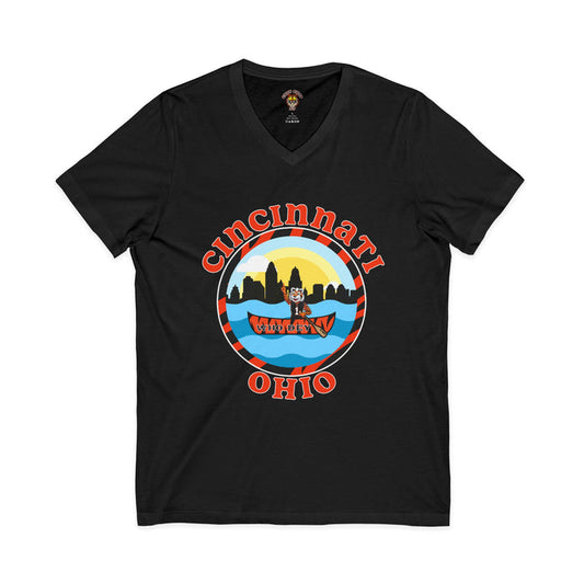 Cincinnati, Ohio – Queen City Sunset Tee V-Neck Tee