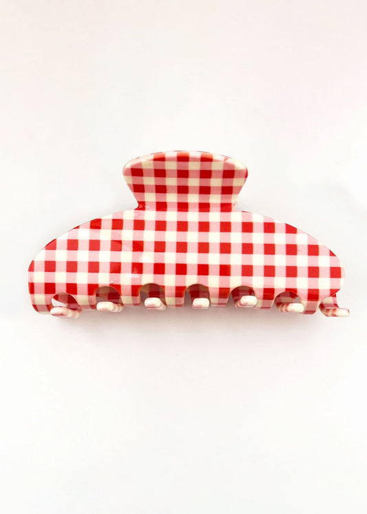 Classic Gingham Claw Clip - Red