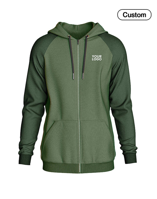 Custom Full-Zip Hoodie - Solid Raglan - Personalized Sweatshirt - UNISWIFT USA