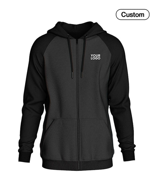 Custom Full-Zip Hoodie - Solid Raglan Style - Personalized - UNISWIFT USA