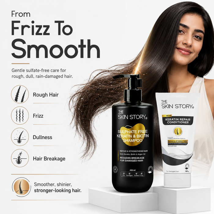 Damage Repair Combo - Sulphate Free Keratin Shampoo (450ml) + FREE Keratin Repair Conditioner (100g)