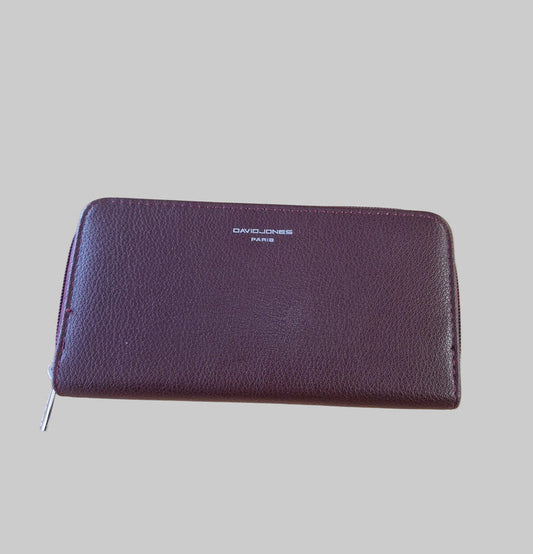 David Jones Purple Purse - Zip Around - Rectangle Leather