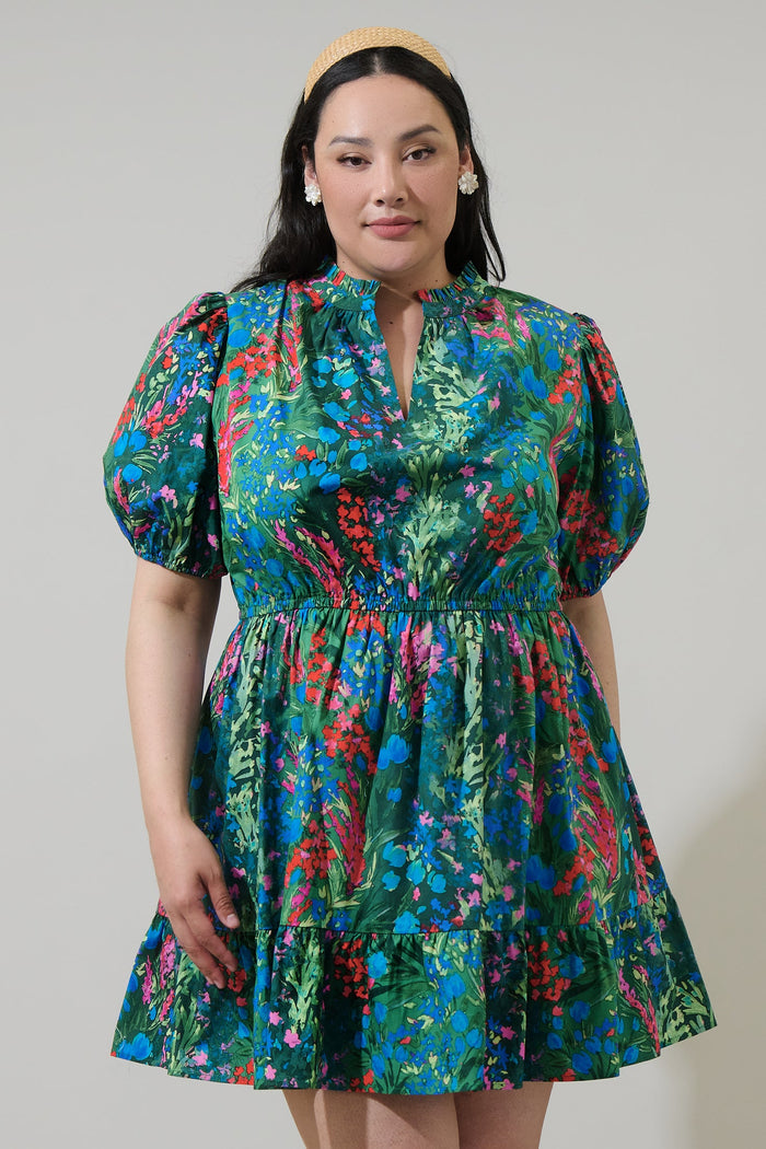 Devin Floral Marissa Mini Poplin Dress Curve