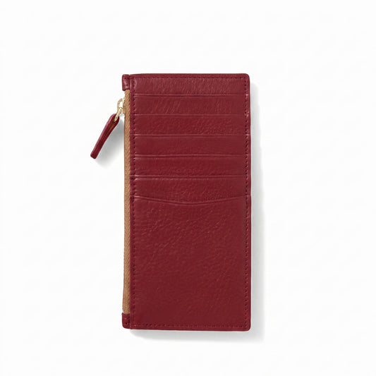 Devon Slim Zip Card Case Garnet Red